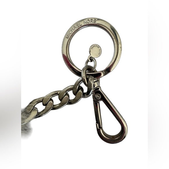 Michael Kors Black White Fur Pom Pom Keychain Accessory - Picture 7 of 9